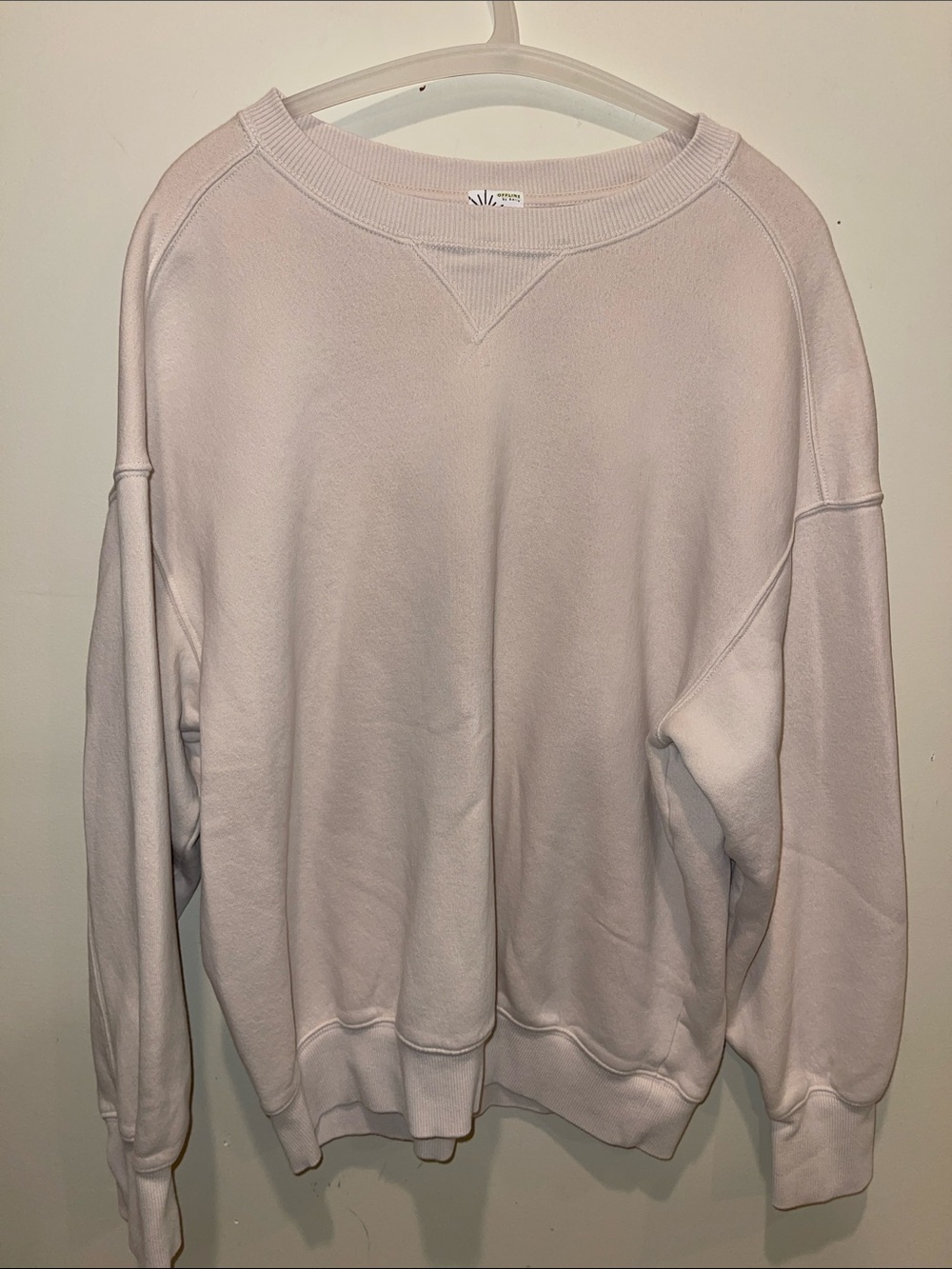 aerie Oversized Crewneck Sweatshirt in Pale Pink